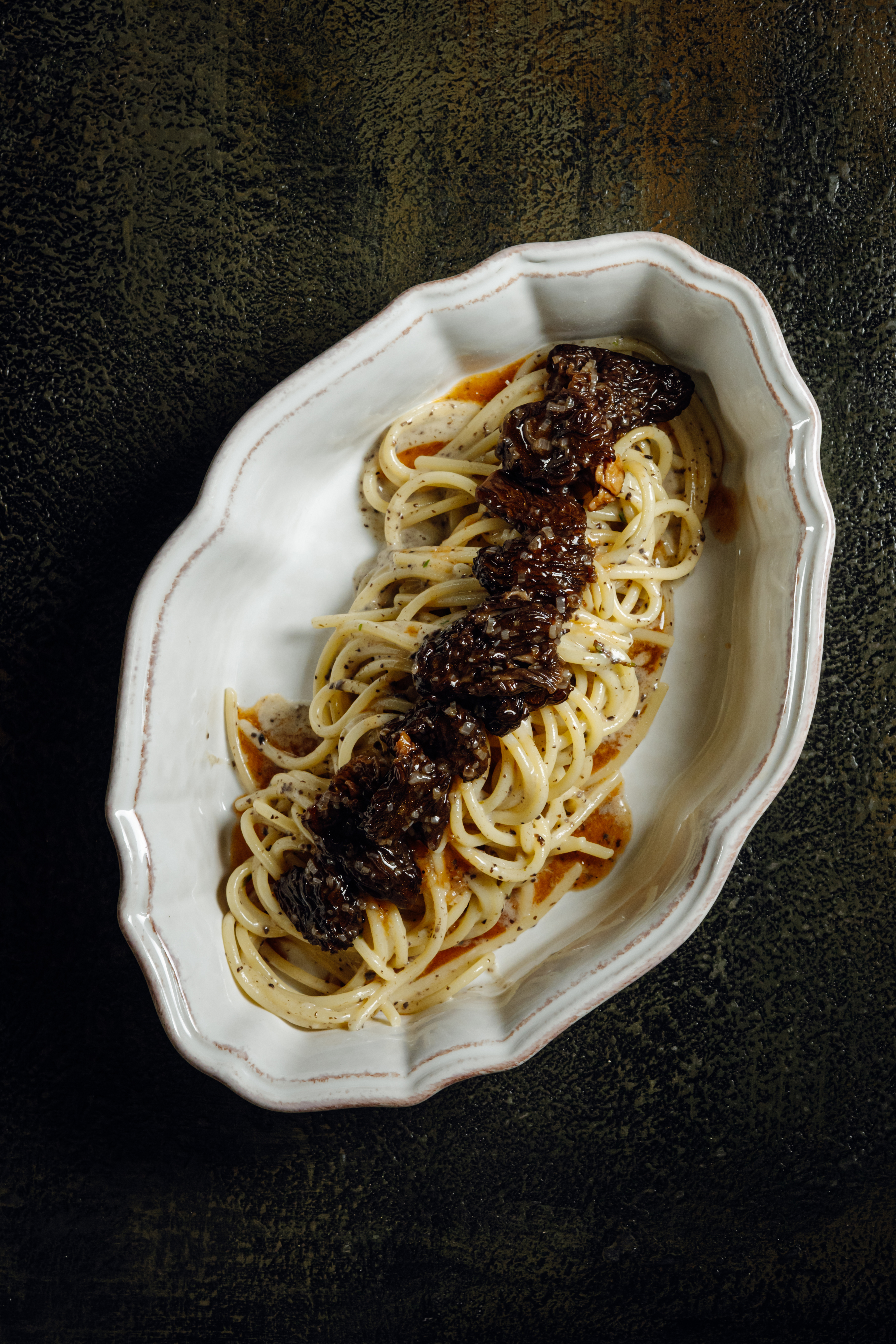 Спагетти со сморчками